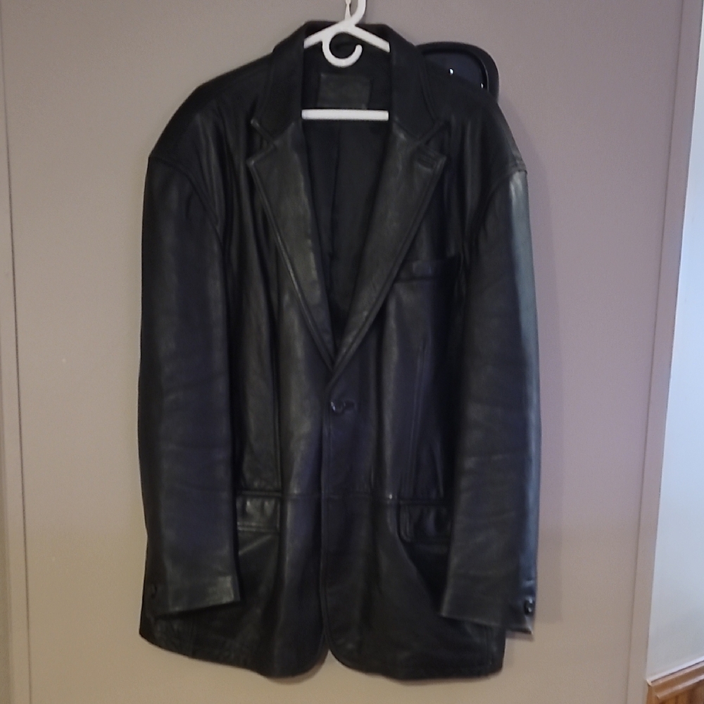 Black Leather Jacket with Classic Silhouette